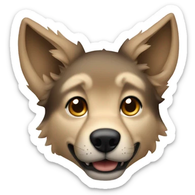 4 legs a light brown puppy-like wolf with black hair on its ears sticker