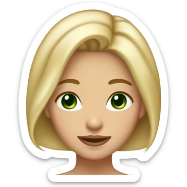 Pretty woman, Blonde highlights hair, smaller shaped green color eyes, rosy cheeks and lips sticker
