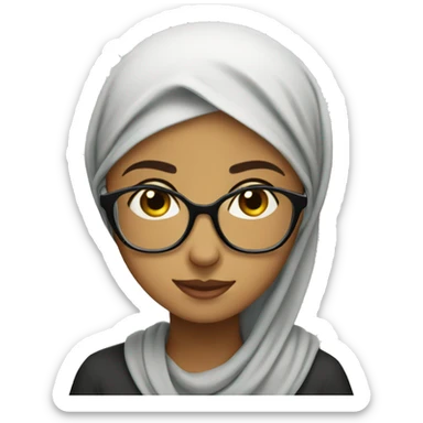 Muslim girl with glasses and funny sticker