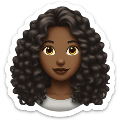 woman brown skin long curly hair black cat sticker