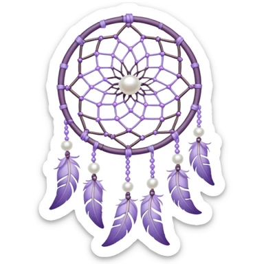 Pastel Violet lavender dreamcatcher, white pearl beads sticker