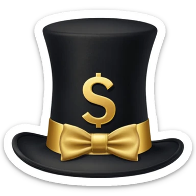 top hat with "$" print sticker