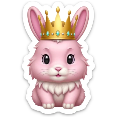 pink bunny with crown sticker