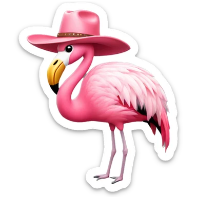 Flamingo wearing cowboy hat sticker