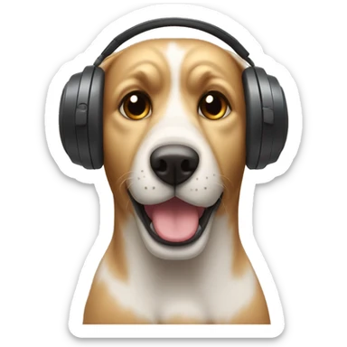 un cane con le cuffie che pensa sticker