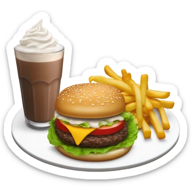 In and out cheese burger, French fries, and a chocolate shake sticker