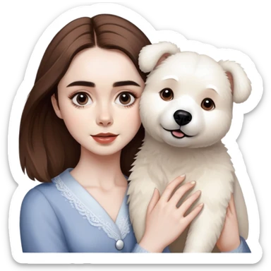 Lily Collins and the White Bear Dog sticker