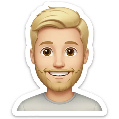 young man with blonde hair and medium beard smiling happily sticker
