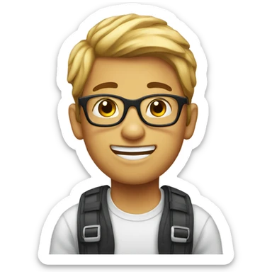 nerdy boy with braces sticker