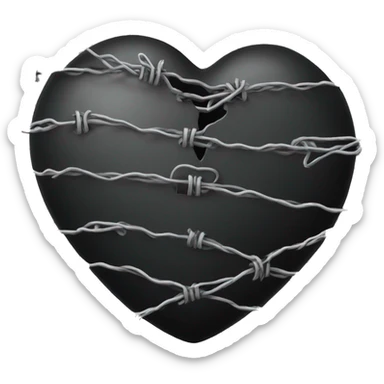 Black heart wrapped with barbwire sticker