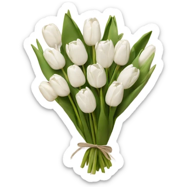 White tulips bouquet in craft paper sticker