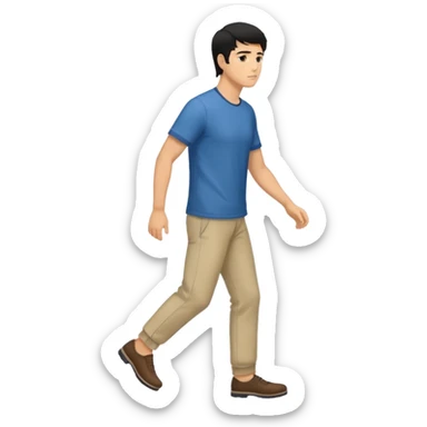 The Walking Man black hair all body from the side and taking a step sticker