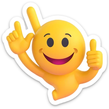 3D smiley emoji, round shape, giving a high five with hand, with the text "pacsi" sticker