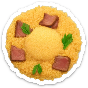 plate of Meal of couscous with meat top view sticker
