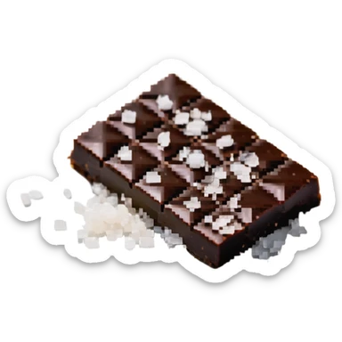 Dark chocolate square with sea salt flakes sticker