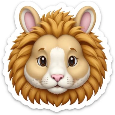 white bunny that has face of a lion sticker