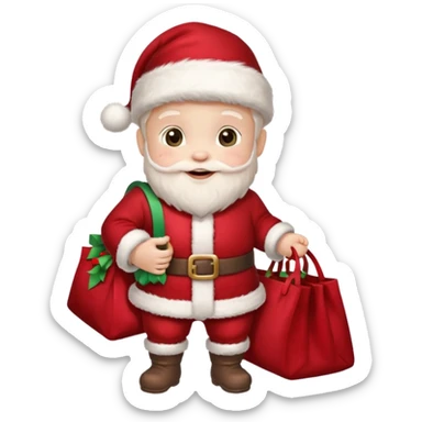 baby Santa Claus is carrying a bag of presents  sticker
