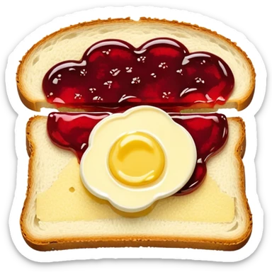 2 slices with pice of butter and jam on top  sticker