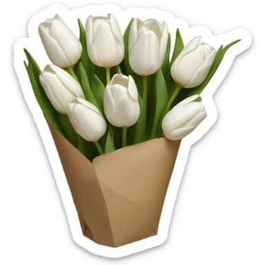 White tulips in brown paper sticker