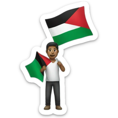 Man holding Palestinian flag sticker