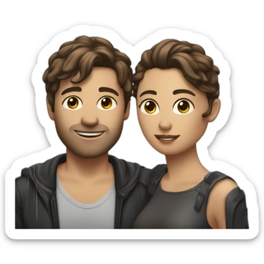 Brown hair wet couple at a techno party sticker