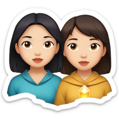 two asian girls in a cave sticker