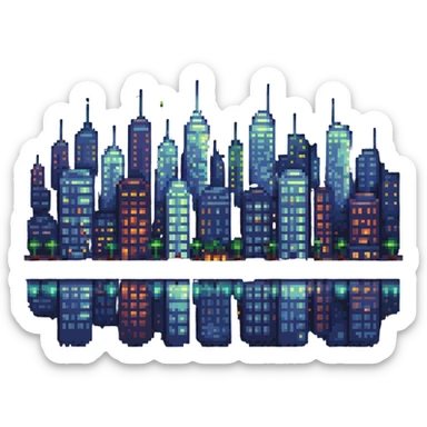 night cityscape with lights sticker