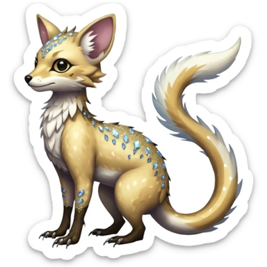 Feral Rare Fantasy cool handsome badass  sparkly shiny Vernid-Trico-species by LiLaiRa, random markings, tufted tail, tufted ears, full body sticker