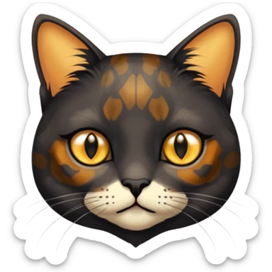 mostly black tortoiseshell cat, gold eyes, british sticker