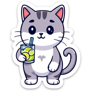 cat with a gin tonic sticker