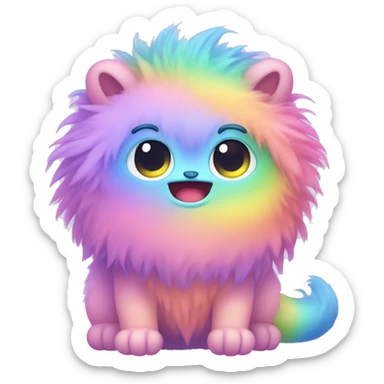 Cute little rainbow pastel furry monster kawaii sticker