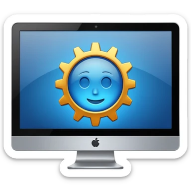software development gear icon in computer sticker