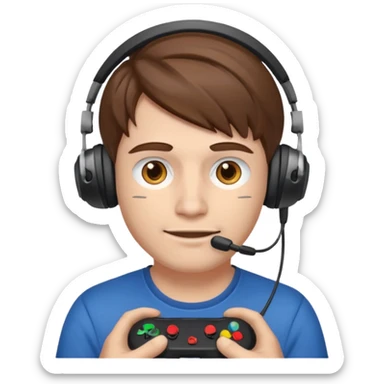 garcon blanc cheveux brun gamer sticker