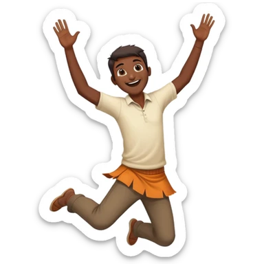 happy tall Indian person jumping with excitement, winning pose sticker