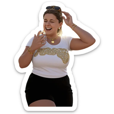 girl with jewelry at sunset sticker