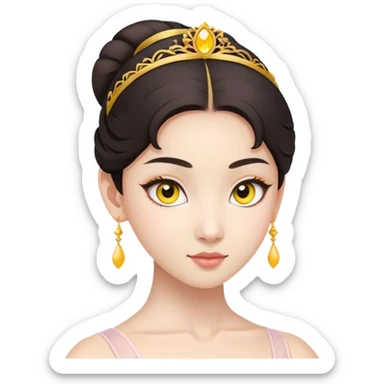 Asian brunette ballerina dancer with yellow eyes sticker