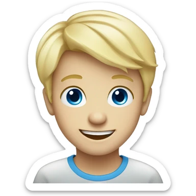 smiling blonde boy portrait with blue eyes sticker