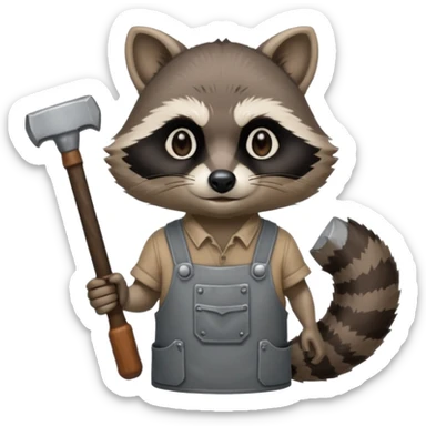 blacksmith racoon holding hammer sticker