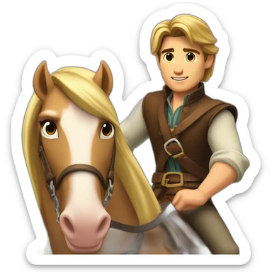Rapunzel and Flynn Rider riding on a horse sticker