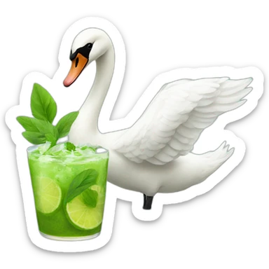 swan drinking mojito sticker