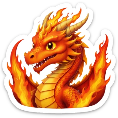 um dragão pegando fogo sticker
