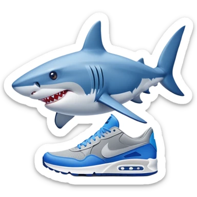 A shark with blue Nike shoes sticker