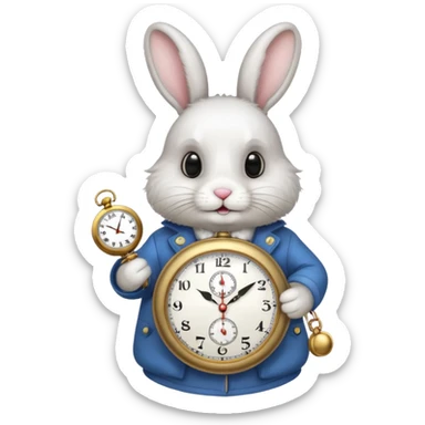Rabbit holding watch sticker