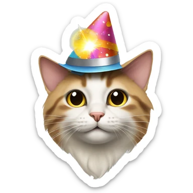 cat wearing a birthday hat at a star wars birthday party sticker