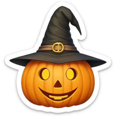 Cute Pumpkin wearing a witch hat sticker