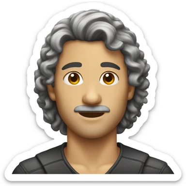 Man with curly mullet hairstyle sticker