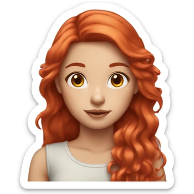 fair skin girl with long red hair sticker
