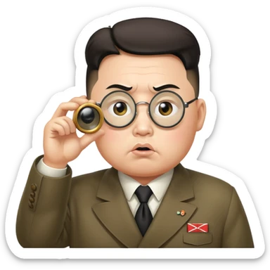 Kim Jong Un from North Korea looking through a monocle with angry expression sticker