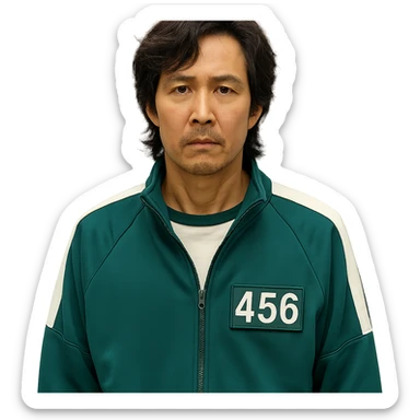 Squid Game Season 2 unique main character, clear depiction, individual character, no specific art style sticker