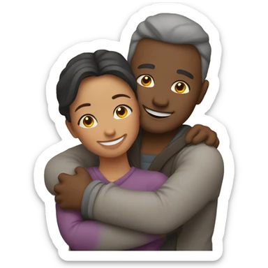 couple hug with warm smiles sticker